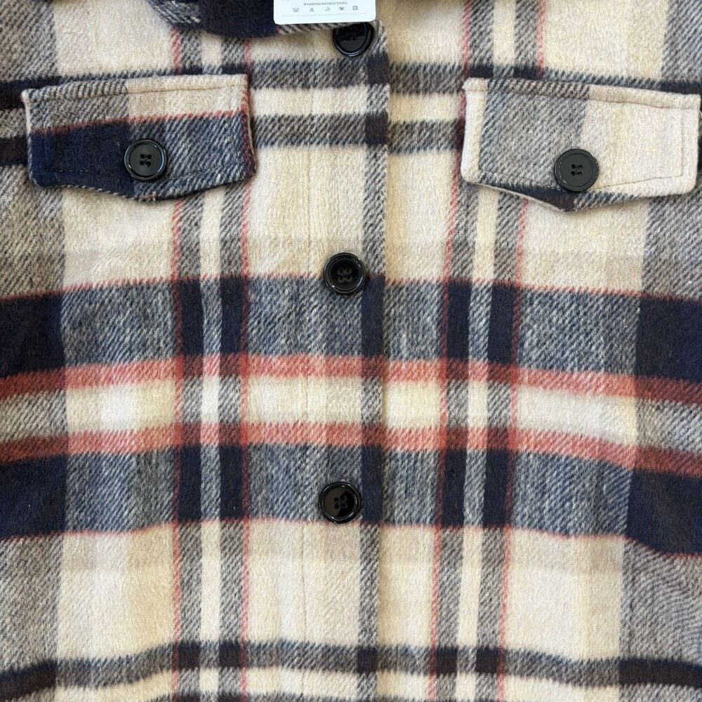 Pretty Garden Womens Plaid Shacket Size L Duster Soft Brushed Cabin Cozy NWT - Picture 4 of 12